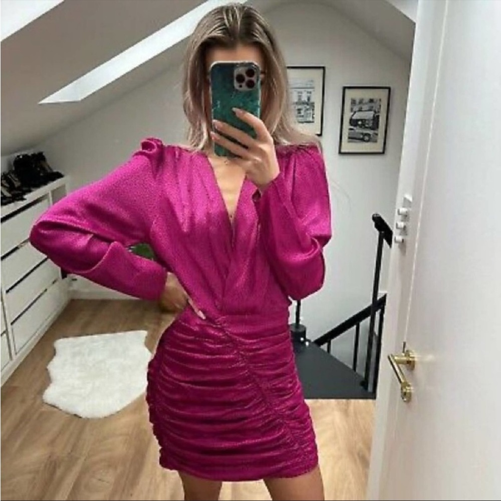 Zara silk draped mini dress